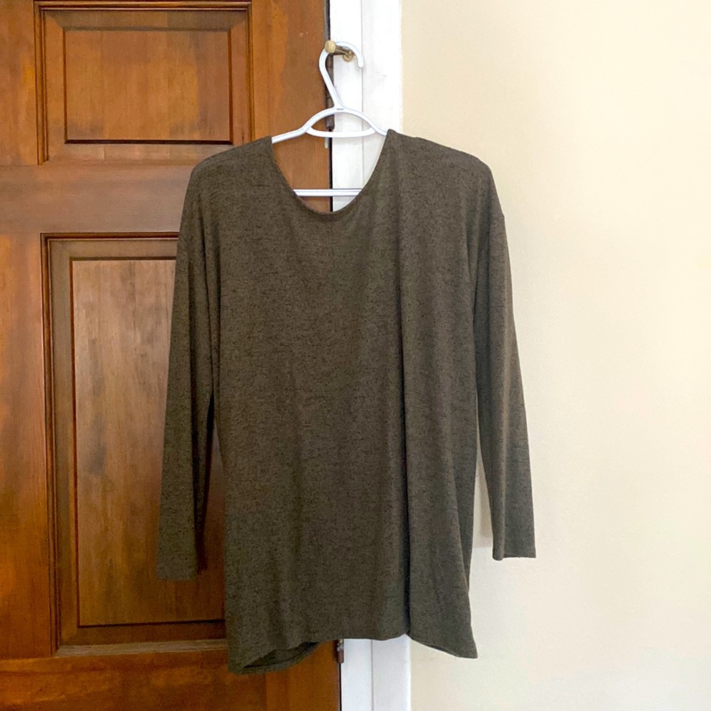 Olive colored knot back sweater
